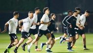 Al Sadd players in action during a training session, yesterday.
