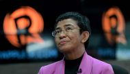 This file photo taken on January 18, 2023 shows Nobel Laureate Maria Ressa talking during an interview with AFP at Rappler offices in Pasig, Metro Manila. Photo by JAM STA ROSA / AFP