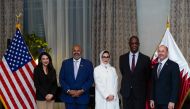 (From left) Deputy Chief of Mission at the US Embassy in Doha Natalie A Baker; Assistant Secretary of Commerce for Global Markets and Director General of the US and Foreign Commercial Service Arun Venkataraman; Managing Director of USQBC in Doha Sheikha Mayes bint Hamad Al Thani; and US Ambassador to Qatar  Ambassador H E Timmy Davis; and another official during the reception.  