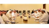 MoCI Undersecretary H E Sultan bin Rashid Al Khater with a delegation from the Ministry of Industry and Mineral Resources in the Kingdom of Saudi Arabia headed by H E Engineer Al Bader bin Adel Fouda, Acting Undersecretary of Development and Supervisor of the Empowerment Agency and other officials during the meeting, recently.