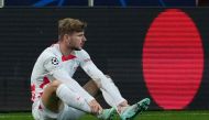 RB Leipzig's Timo Werner down injured during the Champions League match (Shakhtar Donetsk v RB Leipzig) at Stadion Wojska Polskiego, Warsaw, Poland, November 2, 2022. (REUTERS/Aleksandra Szmigiel)

