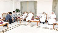 QC board member and Chair of Food Security Committee Mohamed bin Ahmed Al Obaidli with the Director of Business Development Department at PlanTfarm Byung Haak and other officials during the meeting.