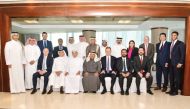 UK Deputy Prime Minister H E Oliver Dowden, UK Ambassador to Qatar H E Neerav Patel, QBA Chairman Sheikh Faisal bin Qassim Al Thani, with QBA board members during the meeting, yesterday.