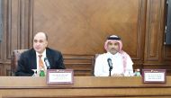 Sheikh Dr Thani bin Ali Al Thani with Dr. Tarek Fouad Riad during the seminar.