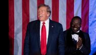 Former US President Donald Trump shouts to the crowd during the Black Conservative Federation Gala on February 23, 2024 in Columbia, South Carolina. Sean Rayford/Getty Images/AFP 