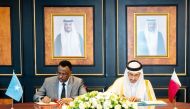 Minister of Justice and Minister of State for Cabinet Affairs H E Ibrahim bin Ali​ Al Muhannadi and Somalia's Minister of Justice H E Hassan Mo’allin Mohamoud signing an agreement yesterday.