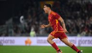 Roma's Argentine forward #21 Paulo Dybala celebrates after scoring the team second goal during the Italian Serie A football match between AS Roma and Torino on February 26, 2024 at the Olympic stadium in Rome. (Photo by Tiziana FABI / AFP)
