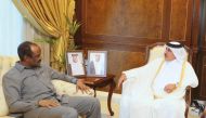 Minister of Transport H E Jassim Saif Ahmed Al Sulaiti meeting Minister of Transportation of Nigeria H E Said Ahmed Alkali in Doha yesterday.