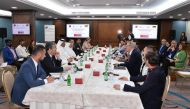 QC First Vice Chairman, Mohamed bin Ahmed bin Twar Al Kuwari and Vice Chairman of the German Mittelstand, Gordon Pelz along with other officials during the meeting.