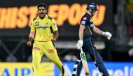 Chennai Super Kings' Tushar Deshpande (L) celebrates after taking the wicket of Gujarat Titans' David Miller during the Indian Premier League (IPL) Twenty20 cricket match between Chennai Super Kings and Gujarat Titans at the MA Chidambaram Stadium in Chennai on March 26, 2024. (Photo by R. Satish BABU / AFP)
