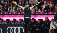 Bayern Munich's German head coach Thomas Tuchel reacts from the sidelines during the German first division Bundesliga football match FC Bayern Munich v BVB Borussia Dortmund in Munich, southern Germany on March 30, 2024 (Photo by ALEXANDRA BEIER / AFP)