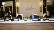 Minister of State for International Cooperation at the Ministry of Foreign Affairs H E Lolwah bint Rashid Al Khater and United Nations Under-Secretary-General for Humanitarian Affairs and Emergency Relief Coordinator H E Martin Griffiths during the high-level strategic dialogue between Qatar and OCHA held in Doha yesterday. Pic: Rajan Vadakkemuriyil / The Peninsula