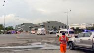 This frame grab from a video by Phongsak Suksi taken and released on May 21, 2024 and made available via AFPTV shows ambulances leaving the fire station at Suvarnabhumi Airport in Bangkok, after a Singapore Airlines London-Singapore flight hit severe turbulence and was forced to make an emergency landing. Photo by various sources / AFP