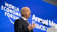 World Economic Forum (WEF) founder and executive chairman Klaus Schwab attends a plenary session at the World Economic Forum (WEF) meeting in Davos on January 17, 2024. Photo by Fabrice COFFRINI / AFP.