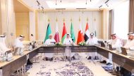 Undersecretary of the Ministry of Education and Higher Education Dr. Ibrahim bin Saleh Al Nuaimi (centre) addressing the meeting. 