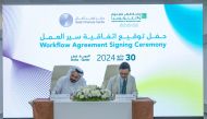 Yousuf Mohamed Al Jaida, Chief Executive Officer, QFC with Dr Jack Lau, President, QSTP during the agreement signing ceremony.