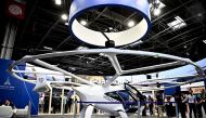 A VoloCity air taxi made by Volocopter is displayed during the Vivatech technology startups and innovation fair at the Porte de Versailles exhibition center in Paris on May 22, 2024. Photo by JULIEN DE ROSA / AFP.