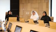 Minister of Education and Higher Education H E Buthaina bint Ali Al Jabr Al Nuaimi with other officials approving the results of secondary school certificate final exams.