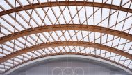 (FILES) This photograph taken on March 5, 2024 shows an indoor view of the Georges Vallerey swimming pool, which is under renovation to serve as a training pool for Olympic and Paralympic athletes selected for the Paris 2024 Games, in Paris. 