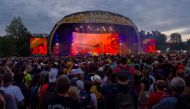 (Files) French singer Nicolas Sirkis from French rock band Indochine performs on stage during the 33rd edition of the Eurockeennes de Belfort rock music festival in Sermamagny, eastern France on July 2, 2023. (Photo by Jean-Christophe Verhaegen / AFP)
 