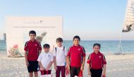 Students take part in the initiative to release baby hawksbill turtles. 
