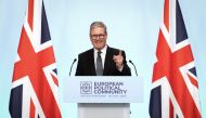 Britain's Prime Minister Keir Starmer speaks during a press conference at the European Political Community meeting, at Blenheim Palace in Woodstock, southern England, on July 18, 2024. (Photo by Stefan Rousseau / POOL / AFP)