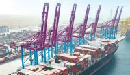 A ship berthing at Hamad Port.