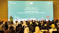 Francisco Marmolejo, President of Higher Education at Qatar Foundation, addressing the new university students. 