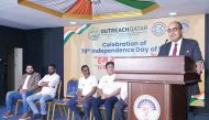 Ambassador of India H E Vipul addressing the event.