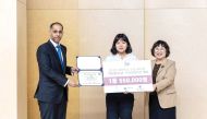 Ambassador of  Qatar to the Republic of Korea H E Khalid bin Ebrahim Al Hamar with others during the ceremony in Seoul.