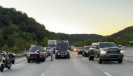This handout image taken and released by the Mount Vernon Fire Department on September 7, 2024 shows traffic stopped on Interstate 75 during an active shooter incident near London, Kentucky. (Photo by Mount Vernon Fire Department / AFP)