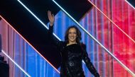 US Vice President and Democratic presidential candidate Kamala Harris waves as she arrives to speak during the 2024 Phoenix Awards Dinner at the Washington Convention Center in Washington, DC, on September 14, 2024. (Photo by Roberto Schmidt / AFP)