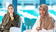 Sifan Hassan (right) during the Education City Speaker Series. 