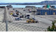 (Files) A photo taken on April 24, 2022 in Oygarden near Bergen, Norway, shows the construction site for a terminal which will collect liquefied carbon dioxide CO2. (Photo by Alexiane Lerouge / AFP)