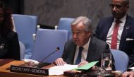 UN Secretary General Antonio Guterres speaks at the UN Security Council meeting on the situation in the Middle East at the United Nations on September 27, 2024 in New York. (Photo by Bryan R. Smith / AFP)
