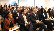 Minister of State for International Cooperation at the Ministry of Foreign Affairs H E Lolwah Rashid Mohammed Al Khater (fourth left) and other dignitaries at the event.