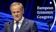 Polish Prime Minister Donald Tusk addresses participants during the opening session of XVI European Economic Congress (EEC) in Katowice, Poland, on May 7, 2024. (Photo by Wojtek Radwanski / AFP)