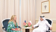 Attorney-General H E Dr. Issa bin Saad Al Jafali Al Nuaimi meeting a delegate. 