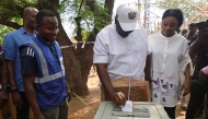 Former Ghana President and presidential candidate of the National Democratic Congress (NDC) party John Mahama casts his ballot at a polling station in Bole on December 7, 2024 during the Ghana presidential and parliamentary elections. (Photo by Nipah Dennis / AFP)
