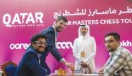 Armenia's Shant Sargsyan (right) beat India’s Murali Karthikeyan (left) yesterday to jump to the top of the leaderboard.
