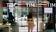 The Tim logo is seen at its headquarters in Rome, Italy November 22, 2021. REUTERS/Yara Nardi

