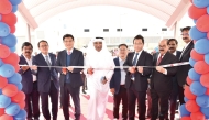President of LGEGF, Sanyoung Kim; Vice Chairman and Managing Director of Jumbo Electronics, Sajed Jassim Mohammed Sulaiman; and the Director & CEO of Jumbo Electronics, C V Rappai, along with other officials during the inauguration ceremony at the Birkat Al Awamer. PIC: Salim Matramkot