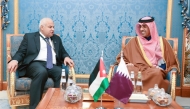 Minister of Labour H E Dr. Ali bin Smaikh Al Marri with Minister of Labour of the Hashemite Kingdom of Jordan H E Dr. Khalid Al Bakkar.