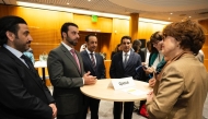 Minister of Municipality H E Abdullah bin Hamad bin Abdullah Al Attiyah (second left) with Minister of Agriculture of France H E Annie Genevard on the sidelines of the show.
