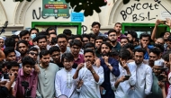 Students address a press conference as they unveil a political party, 'Bangladesh Gonotantrik Chhatra Sangsad,' at Dhaka University in Dhaka on February 26, 2025. Photo by MUNIR UZ ZAMAN / AFP.
