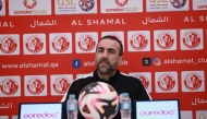 Al Shamal coach David Prats speaks during a press conference.