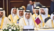 Minister of Labour H E Dr. Ali bin Smaikh Al Marri during the opening ceremony of the 51st session of the Arab Labour Conference in Cairo yesterday. 
