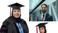Clockwise from left: Asmaa Salah, Kareem Khazaal and Alya Majid Sultan Al Issa