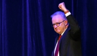 Australia's Prime Minister Anthony Albanese arrives onstage after winning the general election at the Labor Party election night event in Sydney on May 3, 2025. (Photo by Saeed KHAN / AFP)