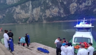 People carry out search and rescue operation at the site where two passenger boats capsized in Qianxi City, southwest China's Guizhou Province, May 4, 2025. Xinhua